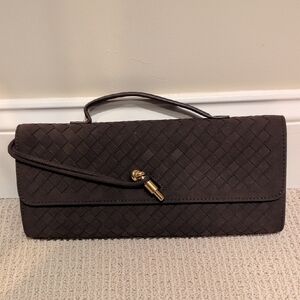 Elegant Brown Woven Clutch NWT